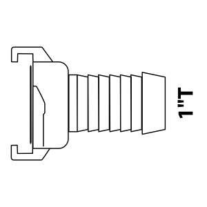 Kirchhoff Schnellkupplung-Schlauchstück aus Messing, 25 mm (1 Zoll) Tülle, blank.