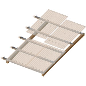 Trapez Profilplatte PC 0,8 mm in Bronze auf Unterkonstruktion befestigt.