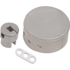 Silbernes Verteilerbaldachin-Set (Ø 70 mm) für Lampeninstallation mit Zugentlastung.