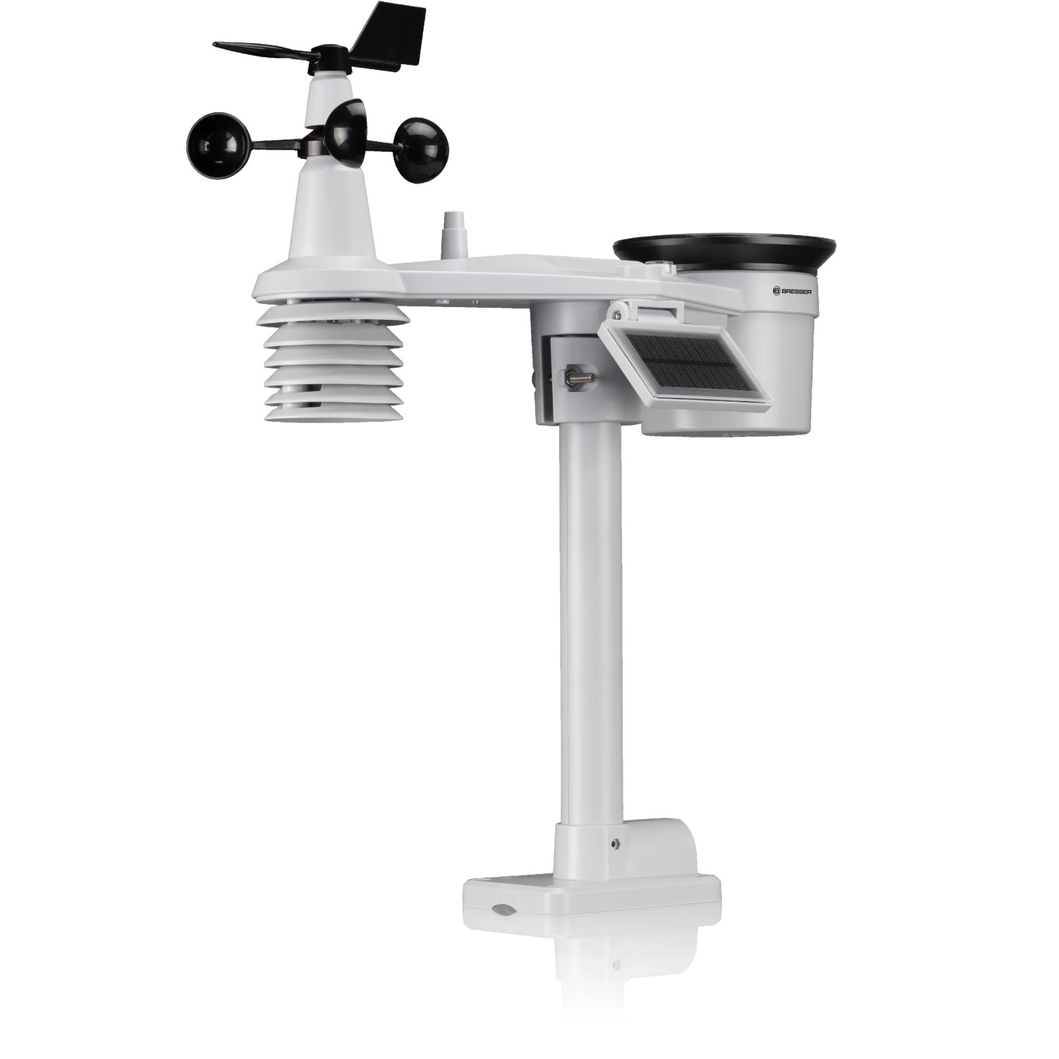 Bresser WLAN-Wetterstation Profi 7-in-1 mit Solar-Sensor für Temperatur, Wind, Regen, UV und Licht.
