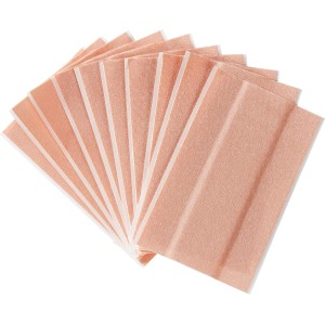 Pflasterset mit 10 einzeln verpackten, hautfarbenen Pflasterstreifen (10x6cm) für Erste Hilfe.