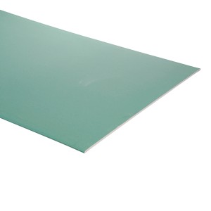 Grüne, imprägnierte Gipskartonplatte, 12,5x600x2000 mm, für Feuchträume.
