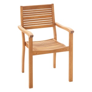 Stapelbarer Gartenstuhl Chelsea aus FSC®-Holz mit Armlehnen für Garten, Terrasse oder Balkon.