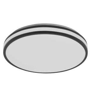 Osram LED-Deckenleuchte Orbis Caleb, schwarz, rund, mit weißem Diffusor und dekorativem Ring. Ideal für Wohnräume.