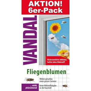 Vandal Fenster-Fliegenblumen, 6er-Pack. Geruchlose Fliegenfalle in Blumenform für Fenster.