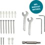 Montagematerial für Novadoors Holzschiebetür-Set Ontario Bianco, inkl. Schrauben, Dübel, Schraubenschlüssel und Bit.