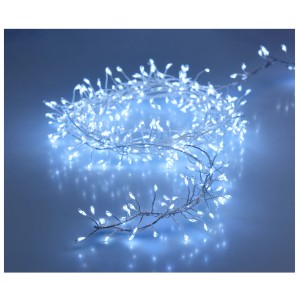 LED Lichterkette Cluster 200 kaltweiße LEDs Silberdraht innen