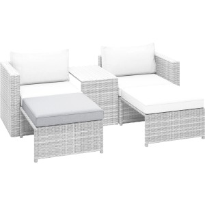 Ersatz-Sitzkissen für Olea Balkonmöbelset, grau, aus Polyrattan.