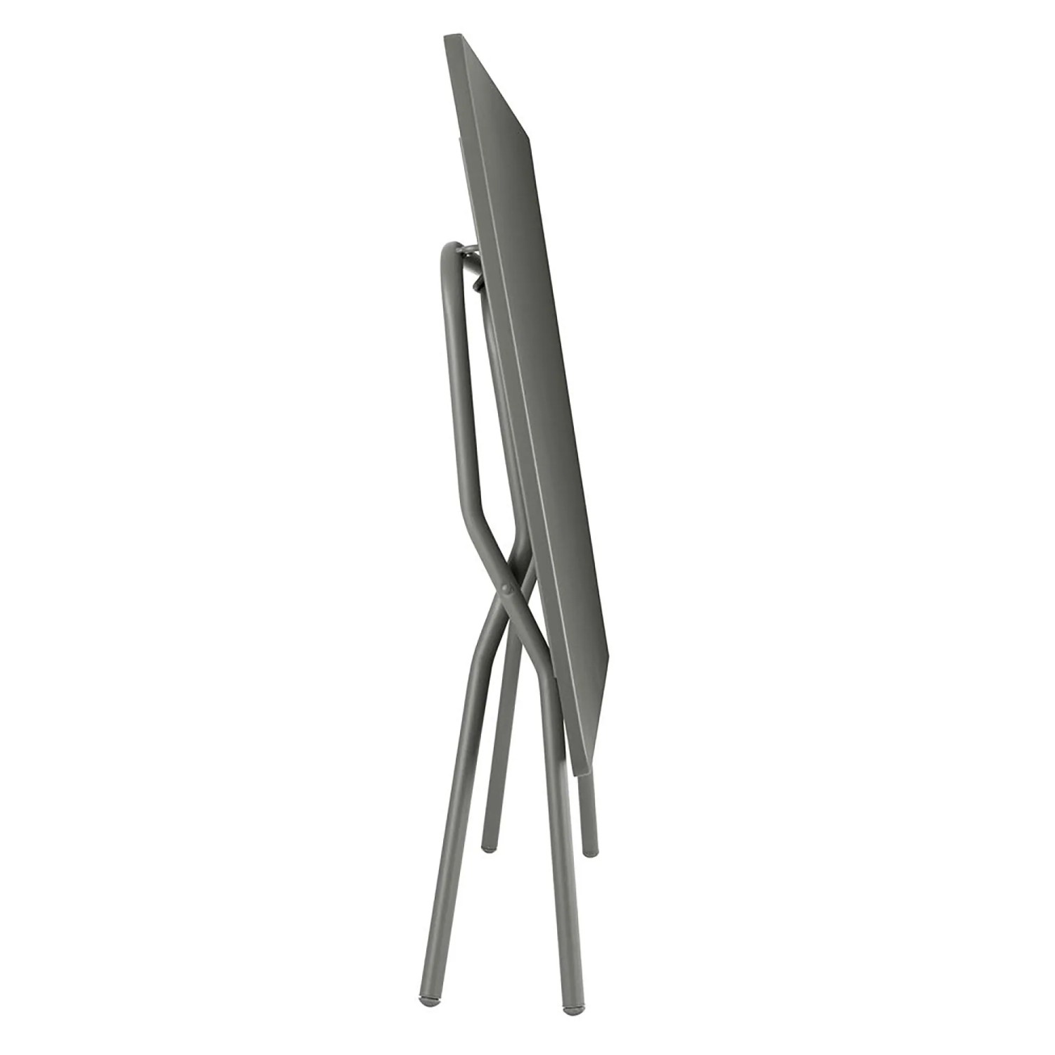 Zusammengeklappter Lafuma Balkontisch Balcony, 72x140x80 cm, Titan, ideal für kleine Balkone.