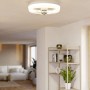 Weißer Eglo LED-Ventilator Castaic, 24 Watt, Ø 50 cm, mit transparenten Rotorblättern und Deckenleuchte.