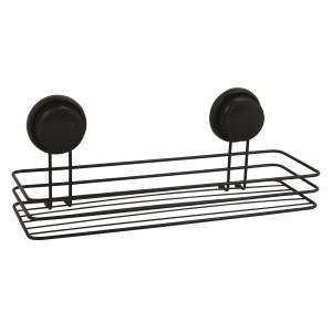 MSV Duschregal Mega Ventouses, mattschwarz, Stahl, 35,2x14x13cm, mit Saugnapf-Befestigung.