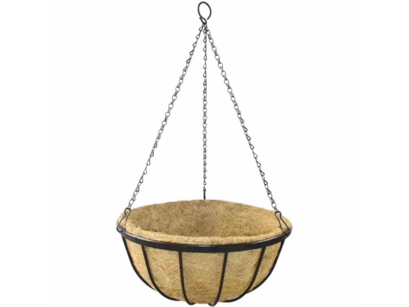 Dehner Hängeampel Basket – 35 Cm, Metall Mit Kokoseinlage, Grün, Frostbeständig Für Balkon & Terrasse