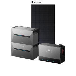 Anker Solix Solarbank Multisystem: Power Dock, zwei Solarbanks und 8 Solarpanels für Balkonkraftwerke.