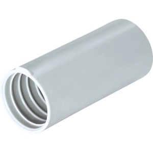 Hellgraue Muffe EN20 für Isolierrohre, Kunststoff-Verbindung.