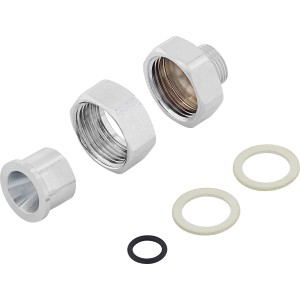 Wasserzählerverschraubung (G 3/8) 2er-Set, verchromt, für Eckventil-Wasserzähler.