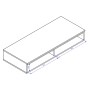 Technische Zeichnung des Selsey Bemmi Wand-Schminktisches 120 cm mit 2 Schubladenfächern und Maßen.