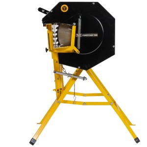 Texas Elektrische Wippsäge PowerSaw 1800, gelbes Gestell, schwarze Abdeckung.