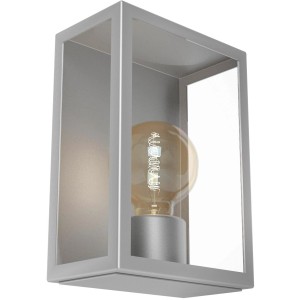 Moderne Eglo Alamonte Außenwandleuchte aus Edelstahl mit klarem Glas.