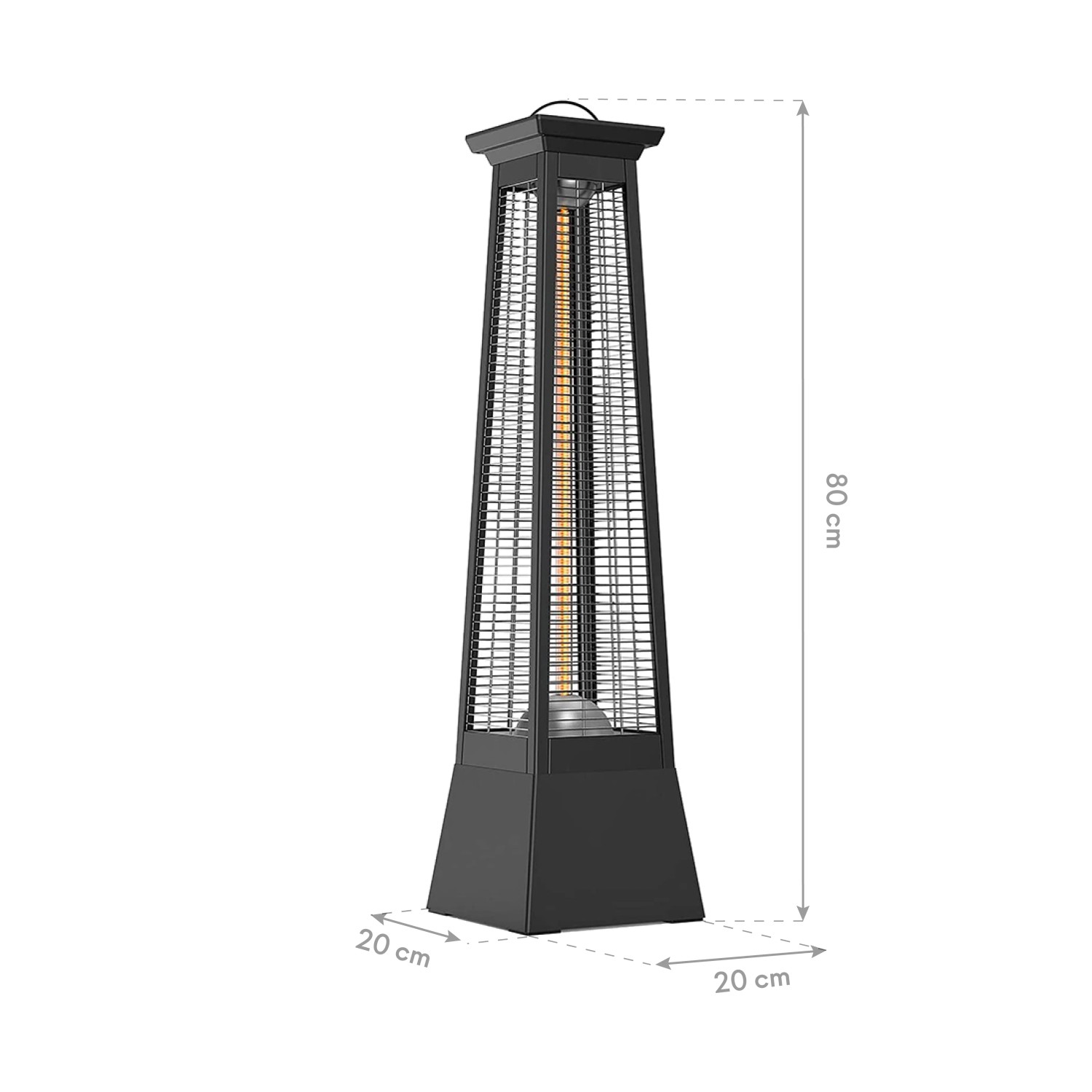Schwarzer Westmann Infrarot-Heizstrahler Volcano, 80 cm hoch, für Terrasse & Garten.