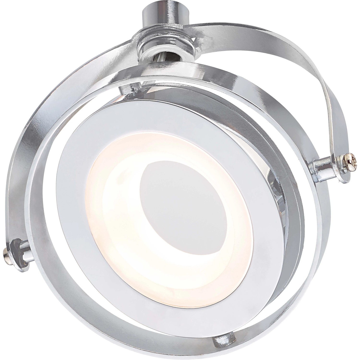 Moderner OBI LIGHTING LED Spot Montaro in Chrom-Optik mit schwenkbarem Dekor-Ring.