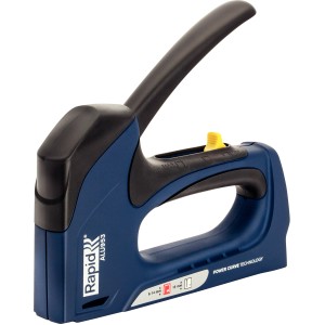 Rapid Handtacker ALU953, kraftsparend, blau/schwarz, für Klammern und Nägel.