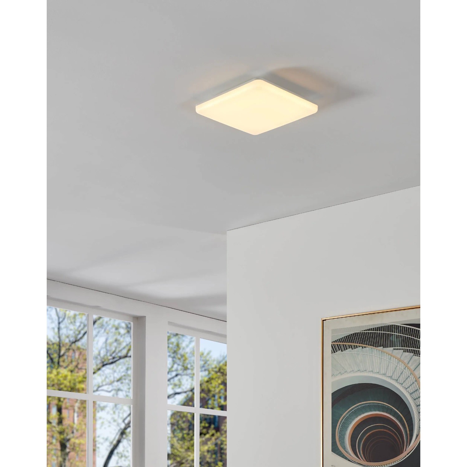 Quadratische, weiße Eglo LED-Deckenleuchte Expert Castagneto (31x31 cm) für Feuchträume.