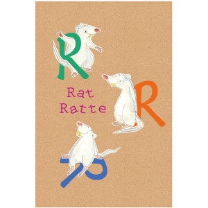 Komar Wandbild ABC Animal R: Poster mit Ratten und Buchstaben für Kinderzimmer.