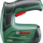 Bosch Akku-Tacker PTK 3,6 Li, grüner Elektrotacker mit rotem Auslöser.
