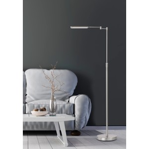 Moderne Fischer & Honsel LED-Stehleuchte Nami in Nickel, dimmbar und mit verstellbarer Farbtemperatur.