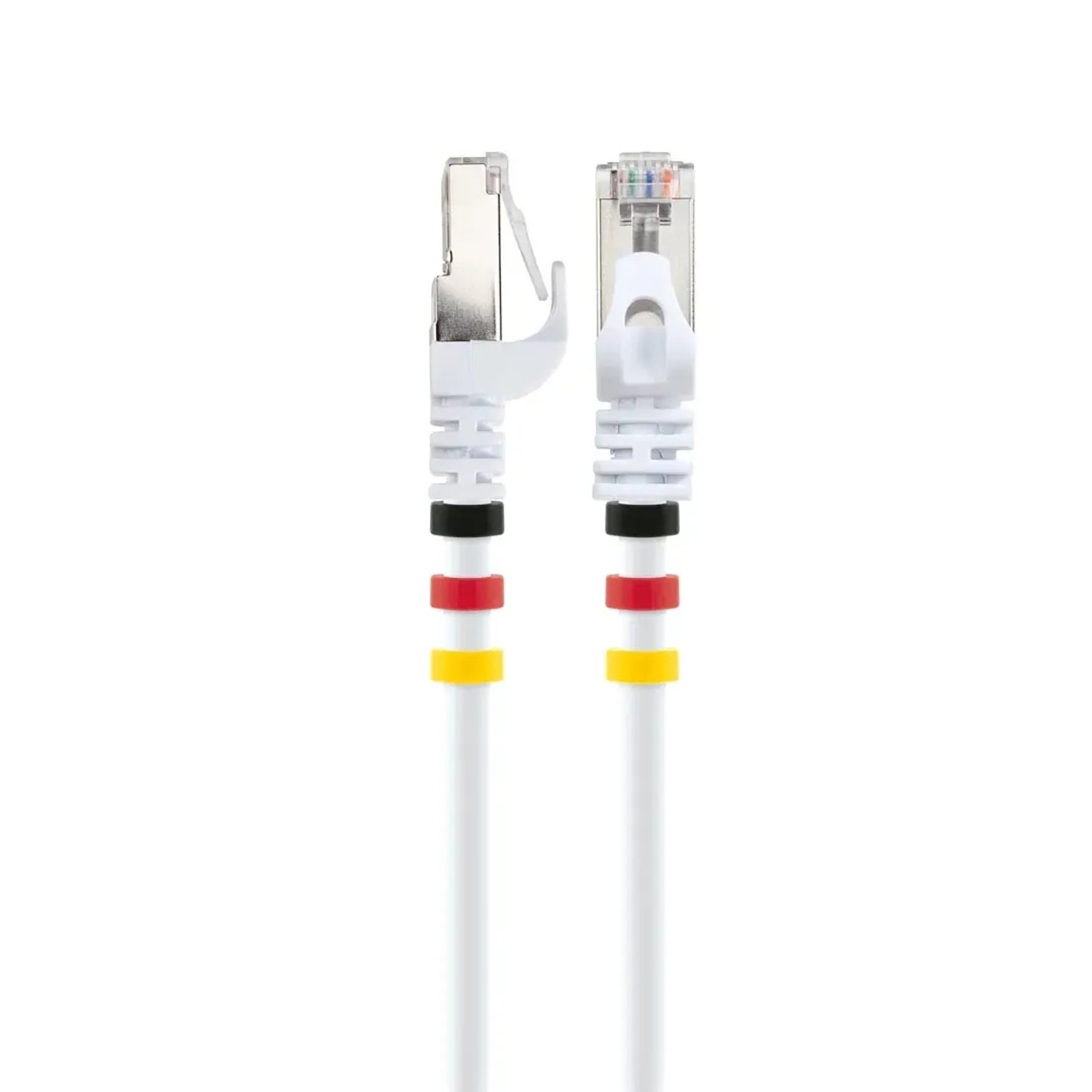 Weißes Schwaiger CAT7 Netzwerkkabel, 20m, mit Farbclips für Computer & Multimedia.
