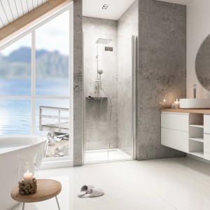 Schulte Garant Drehfalttür 80x200 cm in Nische, Anschlag rechts, für kleine Bäder.