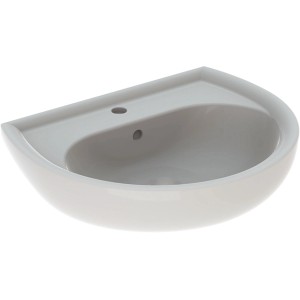 Geberit Renova Handwaschbecken 60 cm, Pergamon, mit Hahnloch und Überlauf.