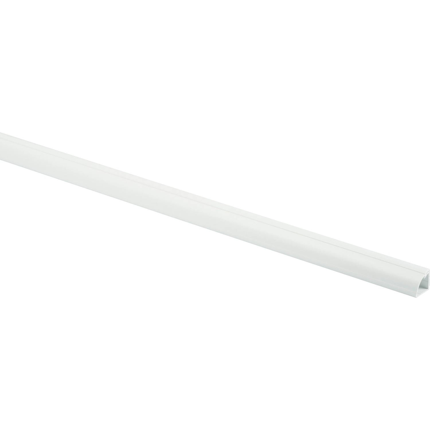Weißer D-Line Kabelkanal, 22x22 mm, 2 Meter lang. Viertelkreis-Form.