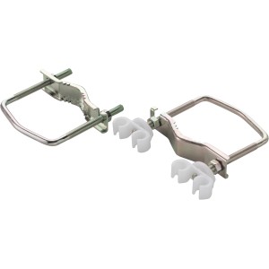 Mastisolator MIS60 021 mit Abstandshalter für Antennenkabelbefestigung am Mastrohr.