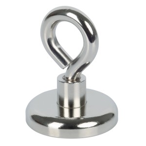 Fix-o-moll Topfmagnet Neodym mit Öse, 44 mm, silberner Haushaltshelfer zum Aufhängen und Fixieren.