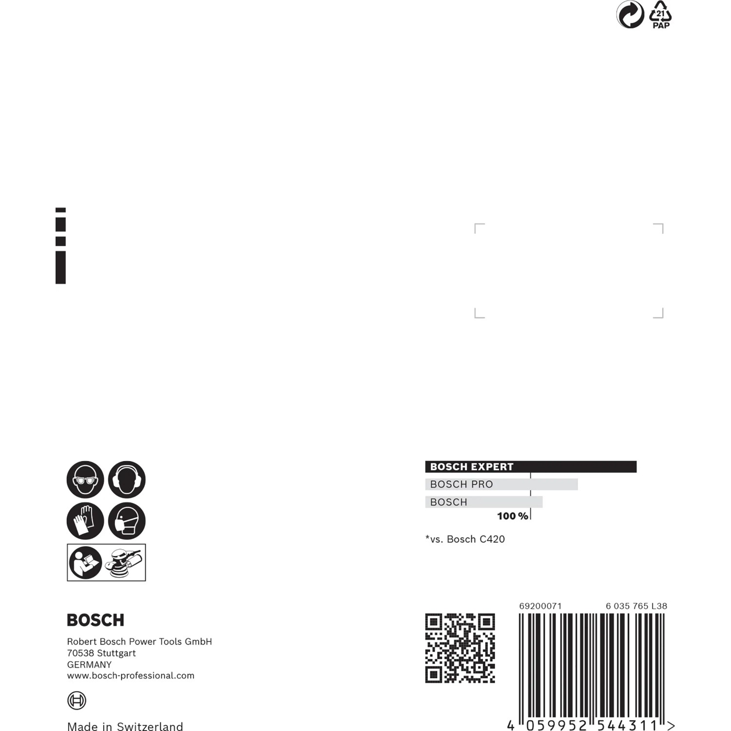 Verpackung Bosch Expert Schleifblatt C470, Ø 125 mm, K60, 5 Stück, Zubehör für Exzenterschleifer.