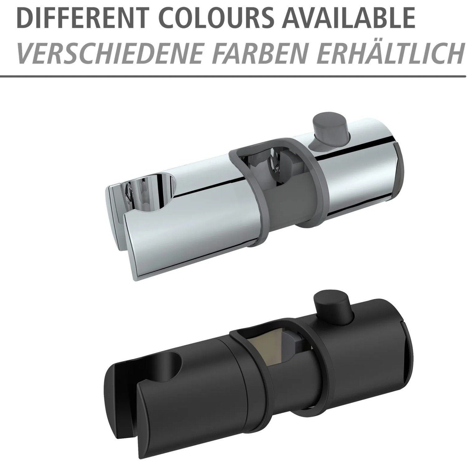 Wenko Brausegleiter Libertà in Schwarz und Chrom, Duschkopfhalter für Duschstange.