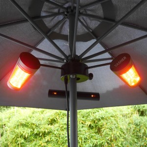 Vasner Schirm-Heizstrahler Umbrella X30, 3er Set, schwarz, für Sonnenschirme mit Ø 20-55mm.