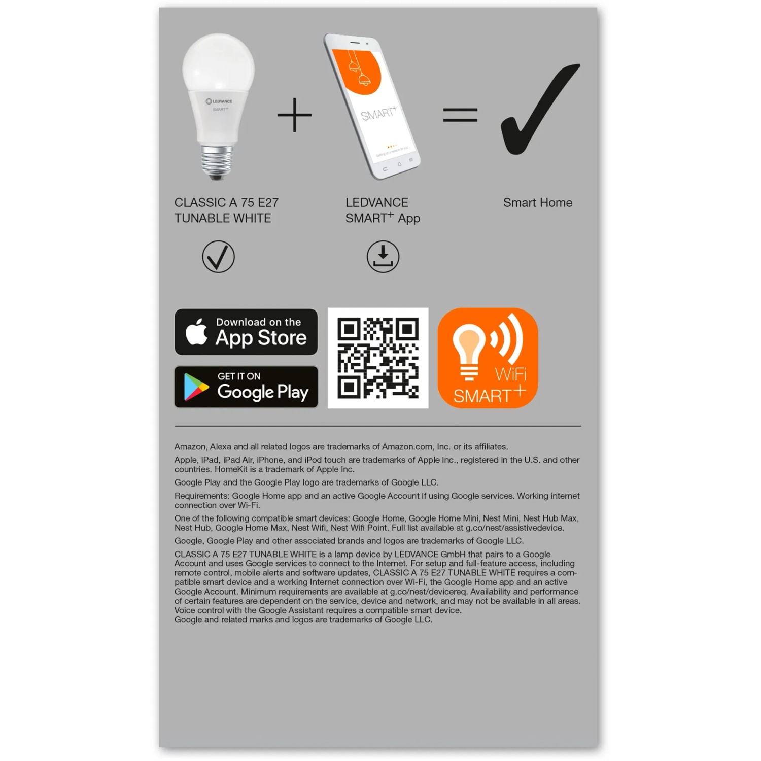 Ledvance Smart+ Leuchtmittel: WiFi Lampe, App-Steuerung, Farbtemperatur einstellbar.
