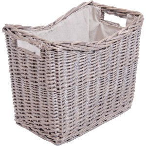 Weidenkorb mit heller Stoffeinlage in Grau