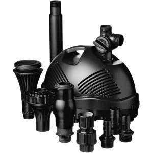 Ubbink Elimax 9000 Springbrunnenpumpe mit Zubehör und Düsen für Gartenteich.