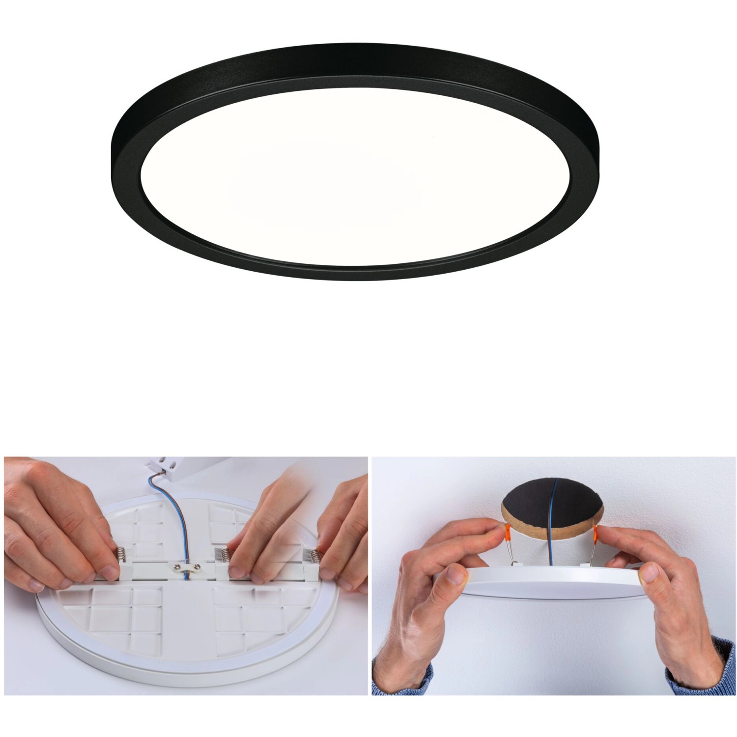 Schwarzes Paulmann LED-Einbaupanel Areo VariFit, 17,5 cm, 13 W. Einbaustrahler mit neutralweißem Licht.