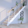 Treppe Kos 15 Stufen Eiche Natur 105 cm Metallgeländer Weiß FSC®_9