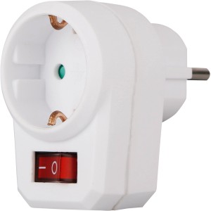 Schutzkontakt-Adapter-Stecker mit Schalter Weiß