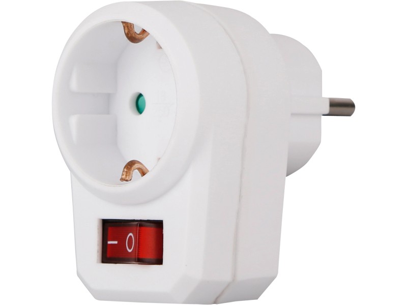 Schutzkontakt-Adapter-Stecker mit Schalter Weiß kaufen bei OBI