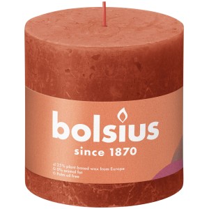 Bolsius Rustik-Kerze Shine, 100/100 mm, herbstliches Orange. Stumpenkerze für gemütliche Atmosphäre.