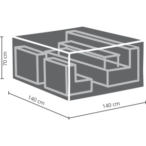 Graue Perel Schutzhülle XS für Lounge-Gruppe, 140x140x70cm, zum Schutz vor Wettereinflüssen.