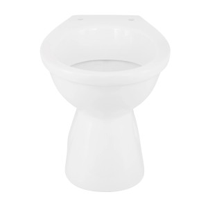 Weißes Sanitop-Wingenroth Stand-WC mit Tiefspüler und senkrechtem Abgang.