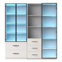 okwish Vitrine mit LED Glasfächern Bücherregal Wohnzimmer 140x40x160cm Weiß