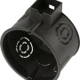 Schwarze Iso-Schalterdose (Ø 60 mm) im Detail, 25er-Pack für Unterputzmontage.